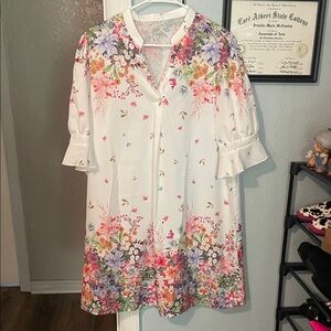 Floral Print White Dress